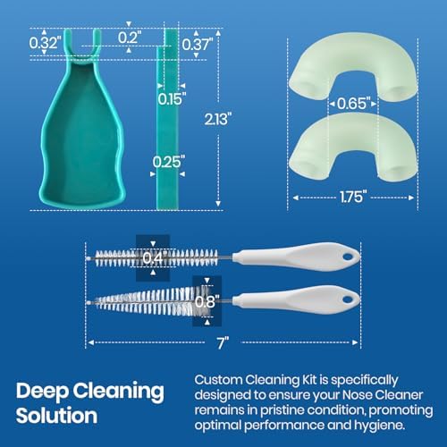 Nasal Irrigation System Cleaning Kit, Compatible with Navage Nasal Irrigation System, Includes C-Clip, U-Tube, 2 Cleaning Brushes