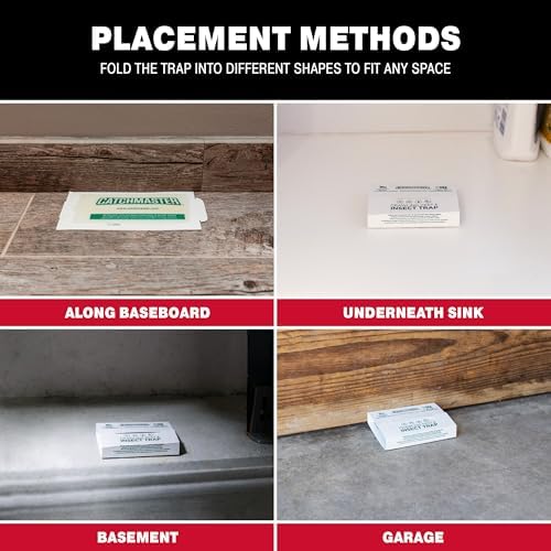 Catchmaster Crawling Pest & Insect Glue Traps 12-Count (3 Packs of 4), Insect Traps Indoor for Home, Pest Control Glue Boards, Adhesive Tray for Bugs