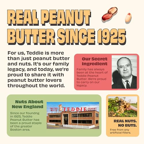 Teddie All Natural Peanut Butter, Super Chunky, Gluten Free & Vegan, 16 Ounce (Super Chunky, Pack of 1)