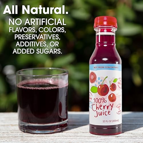 Cherry Bay Orchards Montmorency Tart Cherry Juice - 12oz Ready to Drink Bottle - 100% Domestic, All Natural Ingredients, No Added Sugar, Gluten-Free