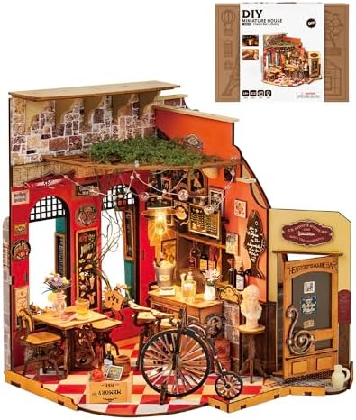 ROBOTIME DIY Miniature House Kit Mini Green House Tiny Dollhouse Wooden Furniture Kit with LED Halloween/Christmas/Birthday Gifts for Adults (Cathy's Greenhouse)