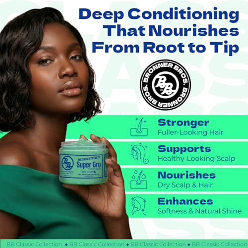 Bronner Bros Maximum Strength Super Gro Hair Grease & Scalp Treatment, 6oz | Hair Dress for Dry Scalp, Breakage Support, Shine & Healthy Hair