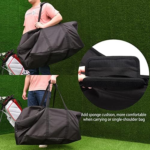 Golf Push Cart Bag 3 Wheel Folding Carry Bag for Push Carts Cover Protector Black Extra-Large Capacity Cover Collapsible