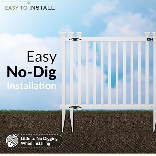 Zippity Baskenridge Picket Gate, White Vinyl DIY No Dig Kit | 3ftH x 4.2ftW, 1 Gate, ZP19038