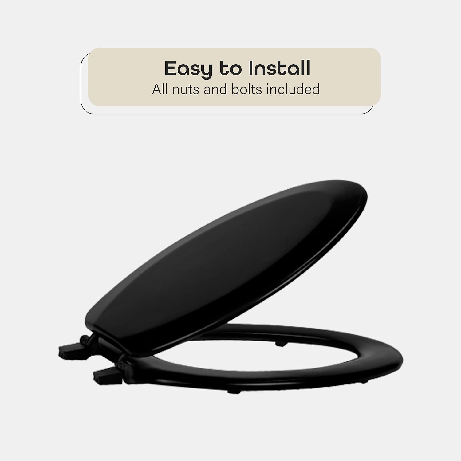 Soft Elongated Vinyl Toilet Seat, Black - 19 Inch Soft Vinyl Cover with Comfort Foam Cushioning - Fits All Elongated Size Fixtures - Easy to Install Fantasia by Achim Home Decor