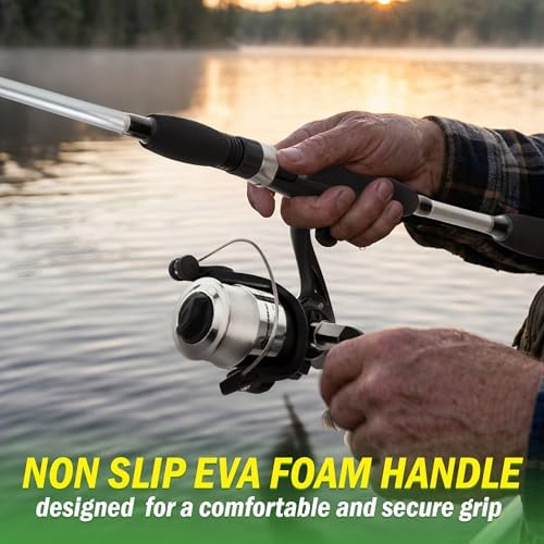 Fiberglass Fishing Pole - Strike Series 78-Inch Collapsible Rod and Spinning Reel Combo, EVA Handle, Pre-Spooled Reel, Fishing Gear for Catching Walleye, Bass, Trout, and More by Wakeman