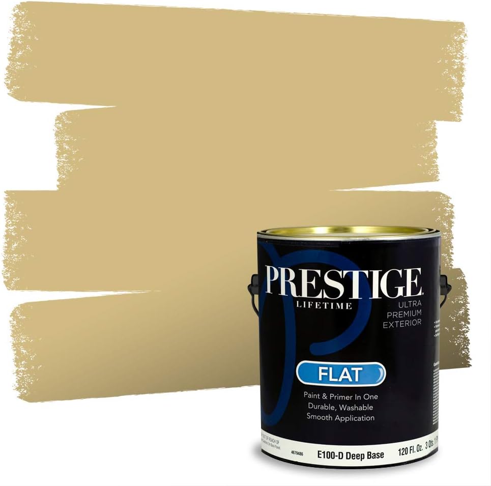 PRESTIGE Paints Exterior Paint and Primer In One, 1-Gallon, Satin, Comparable Match of Sherwin Williams* Cachet Cream*