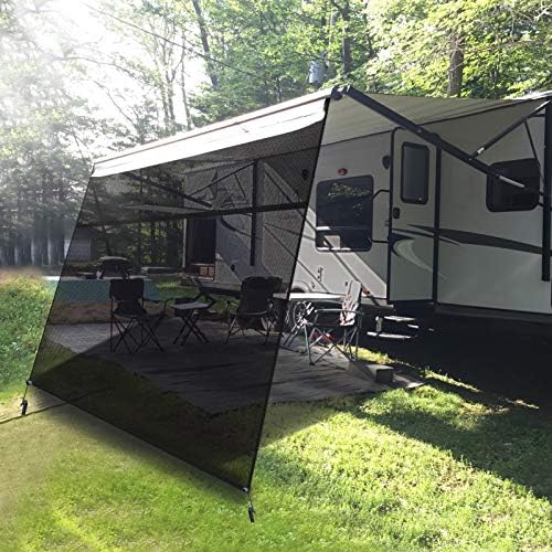 RV Awning Sun Shade Screen with Zipper 9' X 10'(Fit for 11' Awning)
