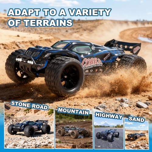 Supersize 1/10 High Speed RC Cars for Adults, 4WD Off-Road Electric Truggy with 3S 5000mAh LiPo Battery & 3660 Brushless Motor