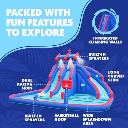 Sunny & Fun Mega Sport Inflatable Water Triple Slide Park for Kids Backyard