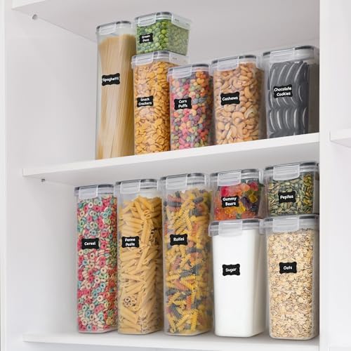 Freshware Kitchen Storage Containers with Lids, 48 PCS Airtight Food Storage Containers, Plastic Kitchen Containers, Pantry Containers for Cereal