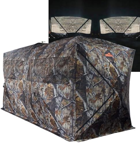 THUNDERBAY Bunkhouse Pop Up Portable 6 Person Side-by-Side Hunting Blind, Footprint: 140"x70" with 80" Height
