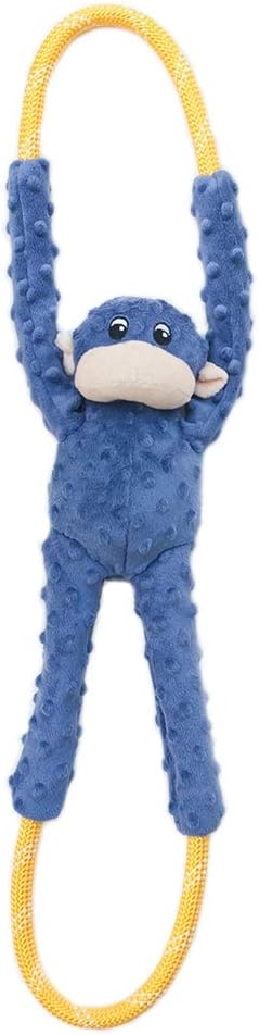 ZippyPaws RopeTugz Durable Dog Pull Rope Toy - Blue Monkey | Interactive Tug of War for Large, Medium & Small Dog, Squeaky Pet Product to Keep Them Busy, Made w/ Heavy Duty Climbing Rope