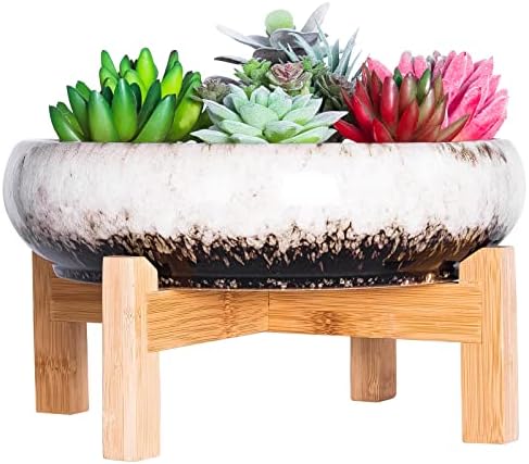 Succulent Pot, 10'' Ceramic Pots for Indoor Plant Shallow Succulent Planter