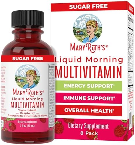 MARYRUTH'S Liquid Morning Multivitamin for Women, Men & Kids, 32 Servings | Vitamin A C D E B6 B12 Biotin Zinc, Beauty, Vegan, Non-GMO, Gluten Free