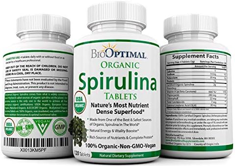 BioOptimal Chlorella Spirulina - Bundle - Organic Chorella Tablets & Organic Spirulina Tablets, 120 Count Each