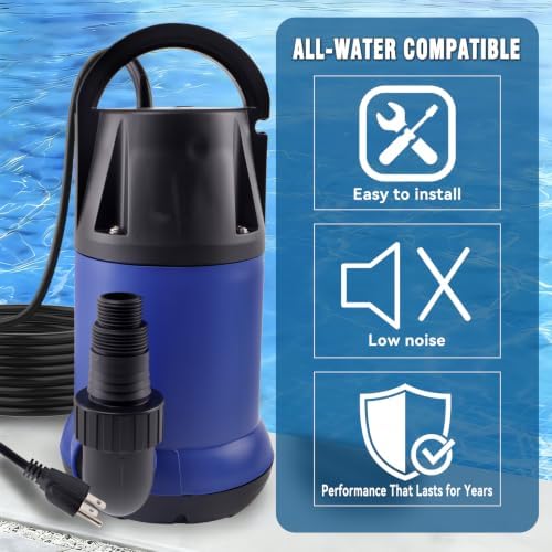 1.5HP Sump Pump, 4000GPH High Flow Clean&Dirty Water Pump