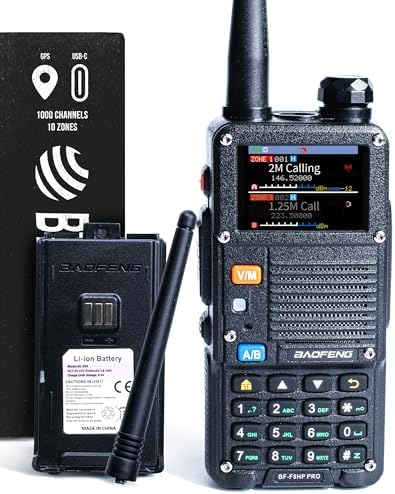 BAOFENG BF-F8HP PRO 10 W Tri-Band Two-Way Radio – UV-5R 7th Gen, 1000 Channels, GPS & NOAA Weather, Aviation/VHF/UHF/1.25 m Scanner, IP54 Rugged