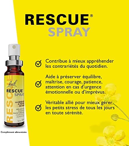 Bach RESCUE REMEDY Spray 20mL, Natural Stress Relief, Homeopathic Flower Essence, Vegan, Gluten & Sugar-Free, Non-Habit Forming (Packaging May Vary)