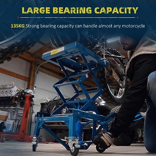 DURHAND 300 lbs Hydraulic Motorcycle Scissor Jack Lift Foot Step Wheels | for Small Dirt Bikes