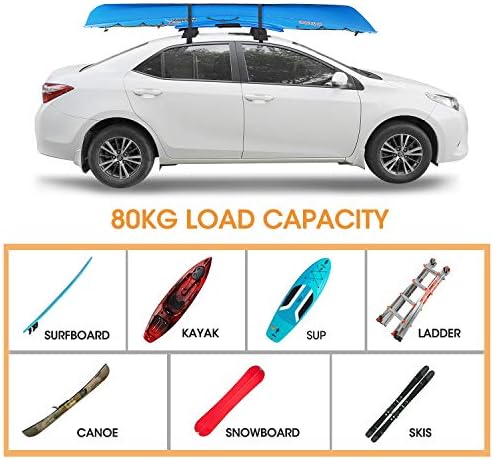 HEYTRIP Universal Soft Roof Rack Pads for Kayak/Surfboard/SUP/Canoe with 15FT Tie-Down Straps and Storage Bag