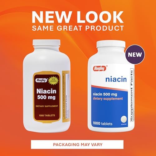 Rugby Niacin 500mg - Vitamin B3 Supplement for Men and Women - 1,000 Tablets (2-Pack)