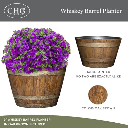 20.5" Jameson Whiskey Barrel with Drainage in Kentucky Walnut