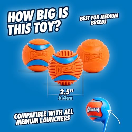Chuckit! Fetch Pack Dog Balls - Interactive Dog Toys, High-Bounce Fetch Ball, Floating Ultra and Rugged Balls, Durable - Size Small, 2-inch Diameter, Set of 3