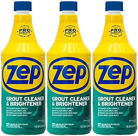 Zep Grout Cleaner and Brightener - 32 Ounce (1 Bottle) - ZU104632 - Deep Cleaning Formula Removes Old Stains From Grout