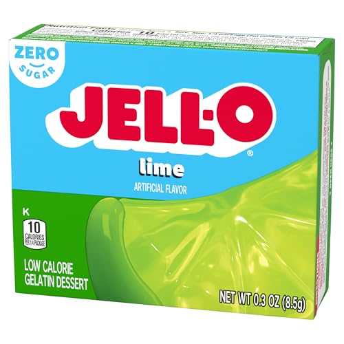 Jell-O Lime Artificially Flavored Zero Sugar Low Calorie Gelatin Dessert Mix, 0.3 oz Box (4 Pack)