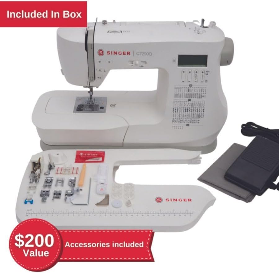 SINGER® Quantum Stylist 9960 Computerized Sewing & Quilting Machine | Hard case, extension table, 13 presser feet included, 600 stitches, 5 fonts, LED light, metal frame, 13 one-step buttonholes