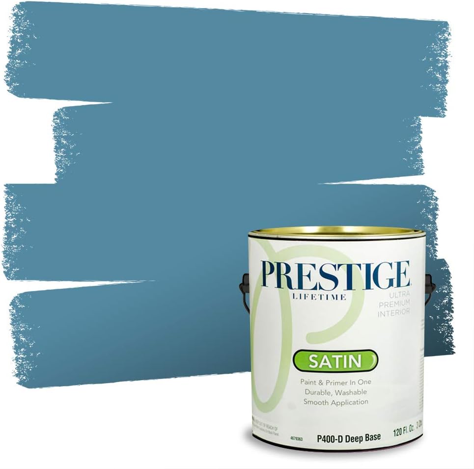 Prestige Paints E400-P-SW6506 Exterior Paint and Primer in One, 1-Gallon, Satin, Comparable Match of Sherwin Williams Vast, 1 Gallon, SW45-Vast Sky