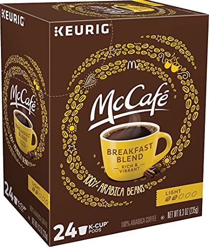 McCafe Breakfast Blend Coffee, Keurig Single Serve Keurig K-Cup Pods, Light Roast, 96 Count (4 Packs of 24)