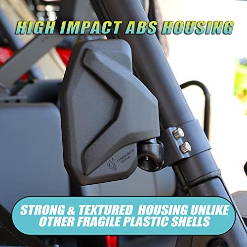 Chupacabra Offroad Rear View Side Mirror for UTV (Pack of 2) Polaris Ranger Pro Fit/General/Defender Break Away w/Adjustable Arm - (Driver and