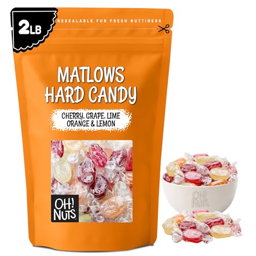 Oh! Nuts Hard Candy Mints Bulk, Individually Wrapped Mint Candy 2 LB | Hard Candy Individually Wrapped - Bulk Candy Individually Wrapped, Crystal Candy Mints, Kosher Certified, 2 LB Bag