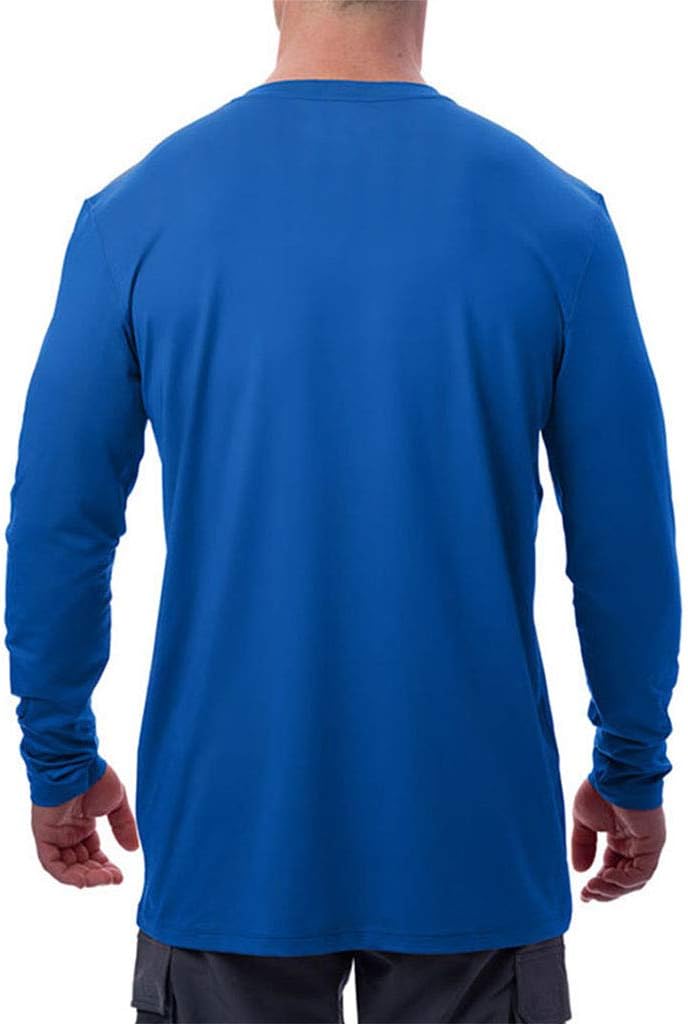 Arctic Cool Men’s Crew Neck Instant Cooling Pocket Workwear Moisture Wicking Performance UPF 50+ Sun Protection Long Sleeve Shirt | Lightweight