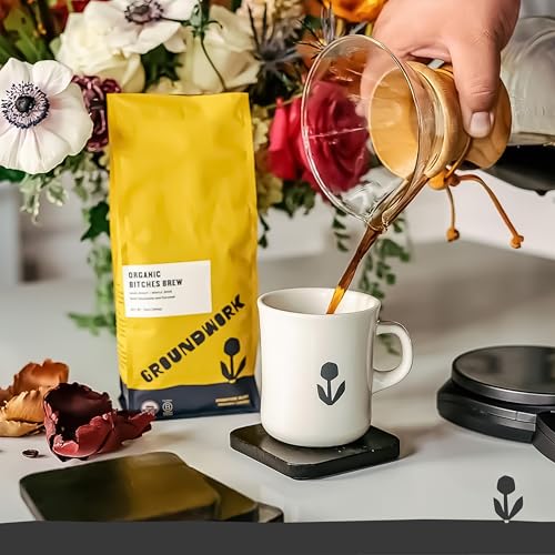 GROUNDWORK B*tches Brew Whole Bean Coffee Dark Roast Blend - USDA Organic Signature Blend Coffee Beans - 12oz Bag (Pack of 1)