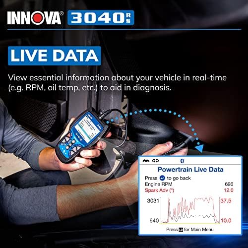 INNOVA 3040RS, OBD2 Scanner, Live Data Streamer, Battery/Alt Tester, Reset Check Engine Light/Brake Light/Oil Light