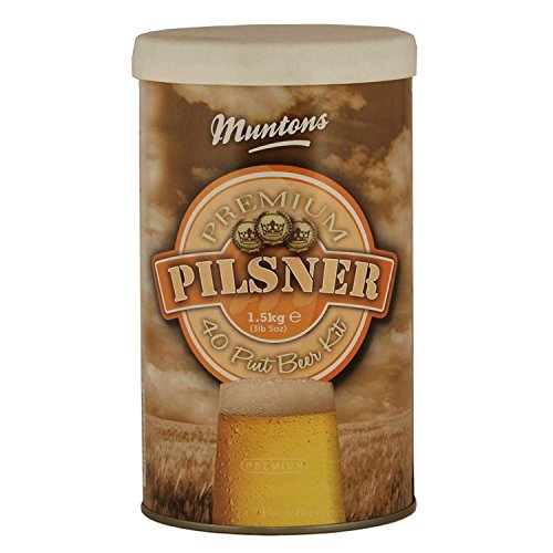 Muntons Beer Making Kit - Pilsner Premium Premium Range Kit - Includes Beer Making Ingredients - Home Brewing Kit Makes 66 Bottles of Beer (23