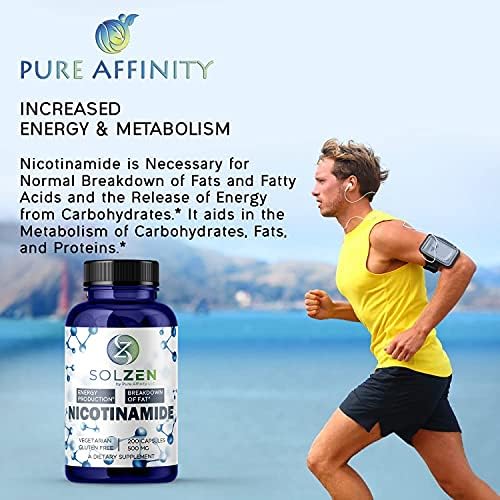 B3 Nicotinamide 500 mg Effective Flush-Free Niacin. Energy Booster, Cell Regenerator, That Supports Cognitive Decline