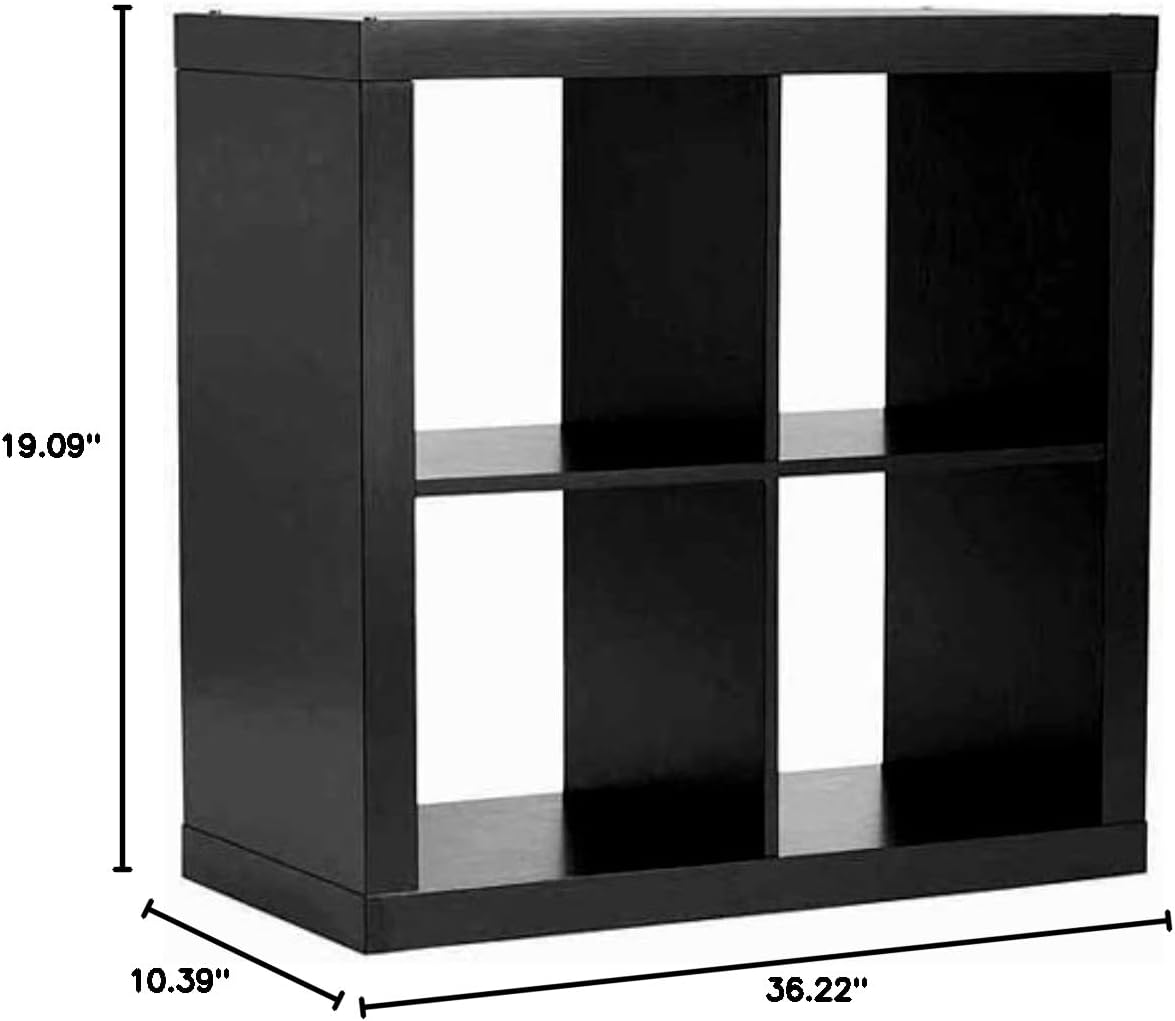 Better Homes and Gardens Bookshelf Square Storage Cabinet 4-Cube Organizer (Solid Black)