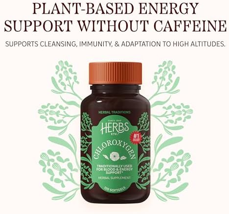 Herbs Etc. ChlorOxygen Chlorophyll Concentrate Softgels - High-Potency Chlorophyll for Detoxification Support - Deodorizing - Skin, Gut & Energy Support - 60 Count (60 Servings)