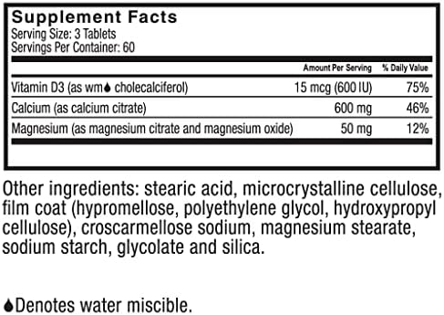 Celebrate Vitamins Calcium Plus – 600mg Calcium Citrate, 600 IU Vitamin D3 & 50mg Magnesium for Post Bariatric Surgery - Gluten-Free & Sugar-Free - 180 Non-Chewable Tablets
