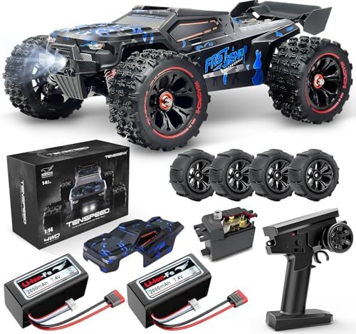 1:14 Scale RC Cars for Adults, 60KPH High Speed RC Truggy, 4X4 Off-Road Remote Control Truck, Waterproof Electric Car with 2S Battery