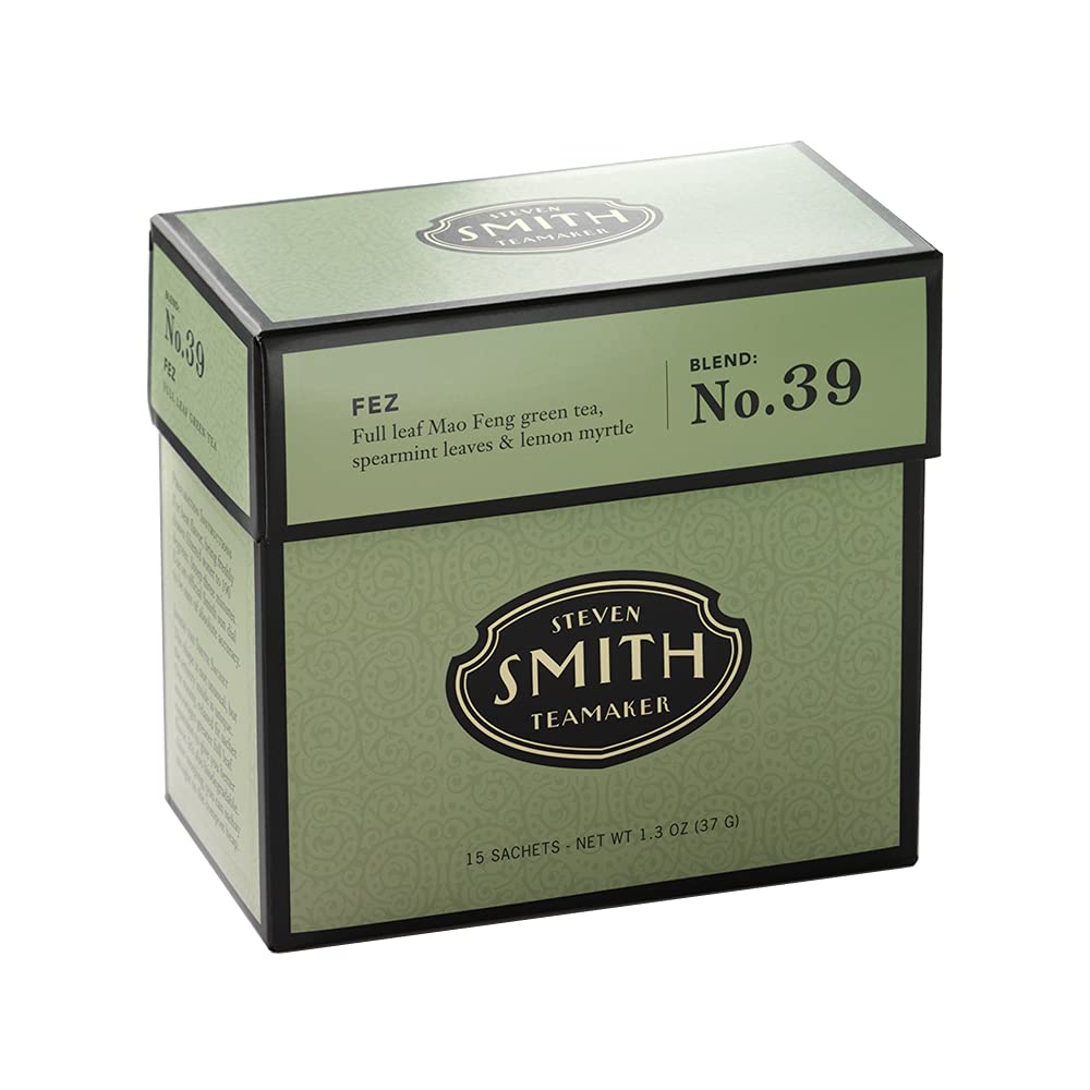 Smith Teamaker Spring Greens, Mao Feng Green Tea, 15 Sachets, 1.3oz each | Full Leaf Green Tea, Caffeinated, Sugar Free, Sustainably Grown, Plant Based Sachets, Microplastic-Free