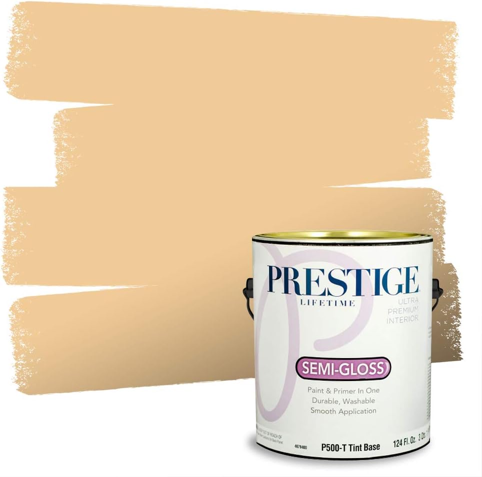 PRESTIGE Paints Exterior Paint and Primer In One, 1-Gallon, Satin, Comparable Match of Sherwin Williams* Cachet Cream*