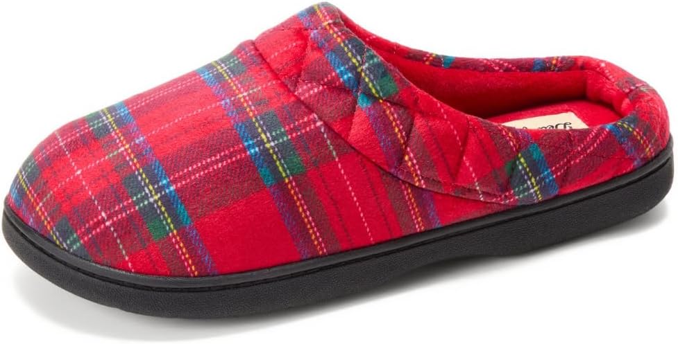 Dearfoams Women's Lightweight Memory Foam Indoor House Slipper Darcy Velour Clog with Wide Widths