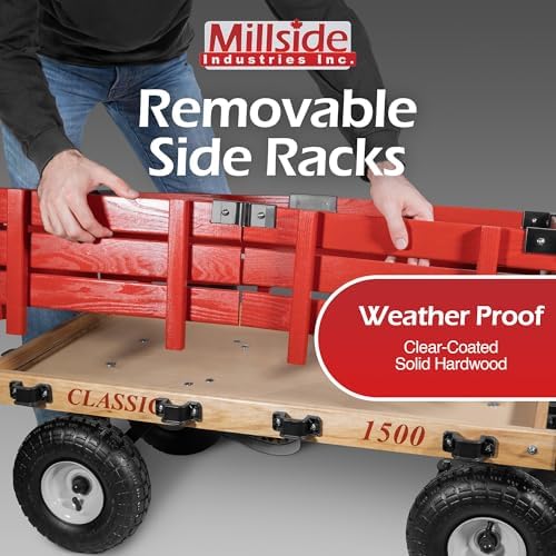 Millside Industries Classic Wood Wagon with Red Removable Wooden Racks