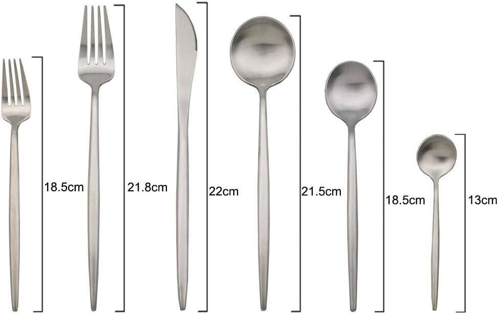 JASHII Luxury 18/10 Rainbow Flatware Set - 304 Stainless Steel Colorful Cutlery - 5-Piece Adaline Royal Modern Satin Finish for Birthday