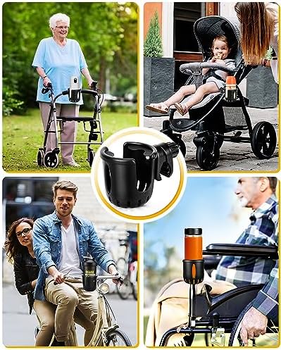Universal Cup Holder Stroller Drink Holder for Bikes, Trolleys or Walkers, Fits Most Cups